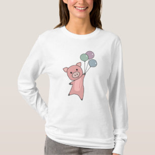 Camiseta Porco Balões de Leitão Voam Animais Cujos