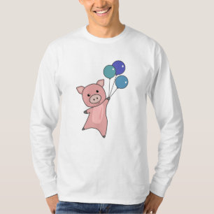 Camiseta Porco Balões de Leitão Voam Animais Cujos