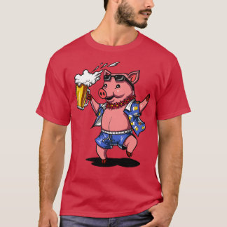 Camiseta Porco Bebendo De Vinho Porco Fazenda Engraçado