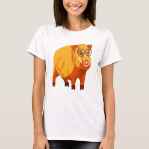 Camiseta Porco bonito do varrão com vidros