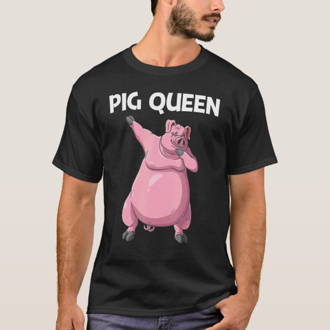 Camiseta Porco Bonito Para Mulheres Mãe Comida Animal (Frente)