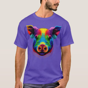Camiseta Porco Cócio Rosto Colorido Rosto Rosto Encarado An