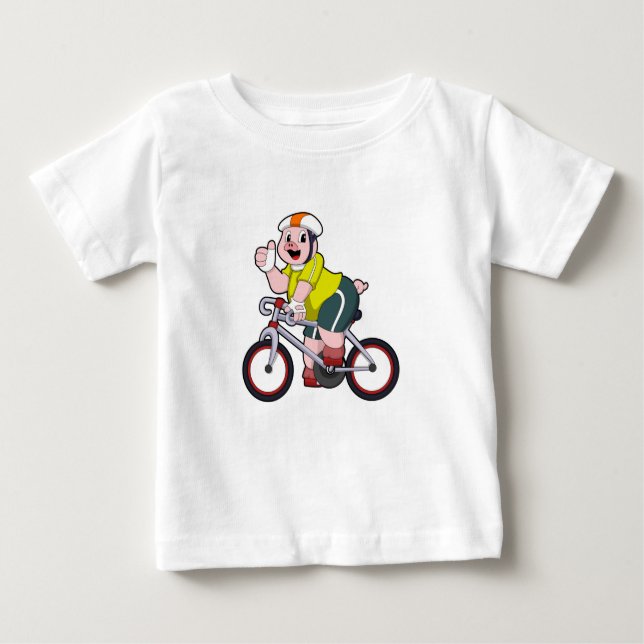 Camiseta Porco com Bicicleta & Capacete (Frente)