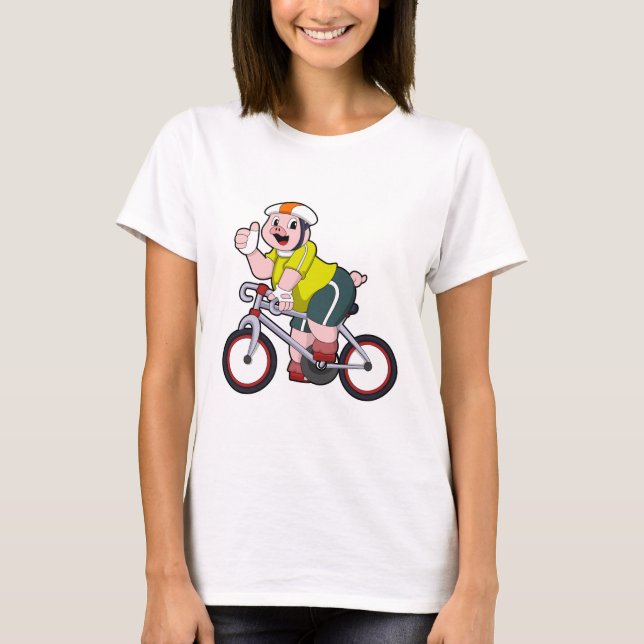 Camiseta Porco com Bicicleta e Capacete (Frente)
