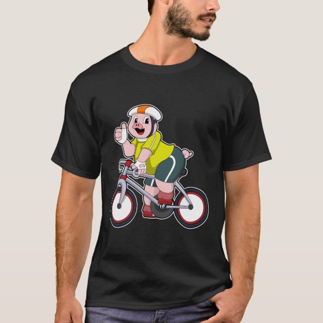 Camiseta Porco com Bicicleta e Capacete (Frente)