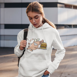 Camiseta Porco Com Burger Womens Hoodie
