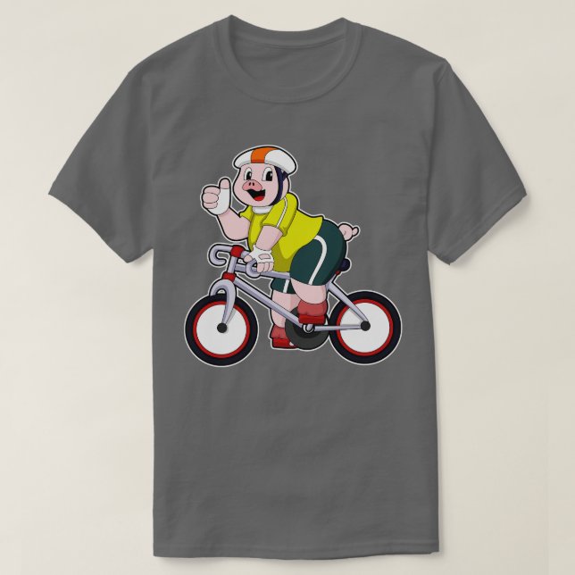 Camiseta Porco com Capacete de Bicicleta (Frente do Design)