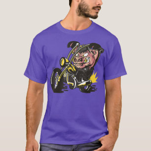 Camiseta Porco com cobrir de espinha como foguete no motor 