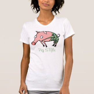 Camiseta porco com estilo porquinho engraçado de calças