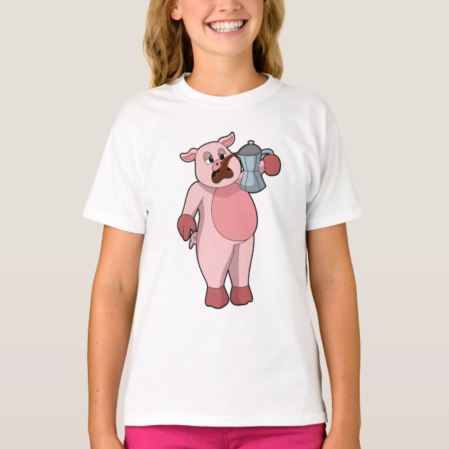 Camiseta Porco com pote de café (Frente)
