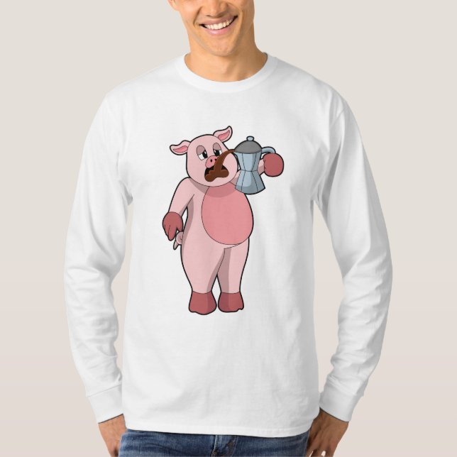 Camiseta Porco com pote de café (Frente)
