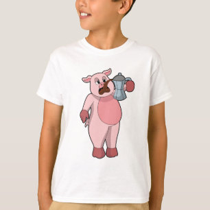 Camiseta Porco com pote de café