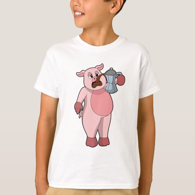 Camiseta Porco com pote de café (Frente)