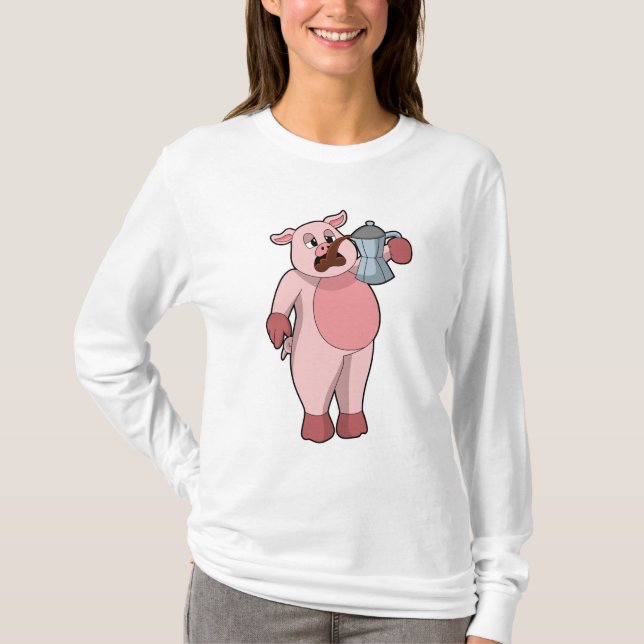 Camiseta Porco com pote de café (Frente)
