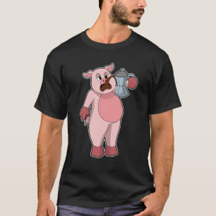 Camiseta Porco com pote de café