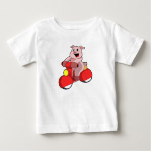 Camiseta Porco como Biker com Patinete