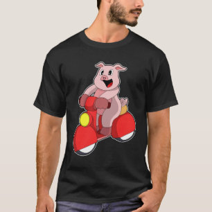 Camiseta Porco como Biker com Patinete