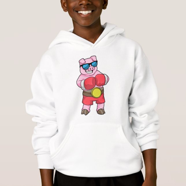 Camiseta Porco como Boxer com luvas in a box (Frente)