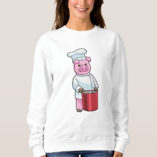 Camiseta Porco como cozinhar com pote Cozinhar