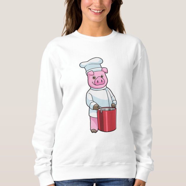 Camiseta Porco como cozinhar com pote Cozinhar (Frente)