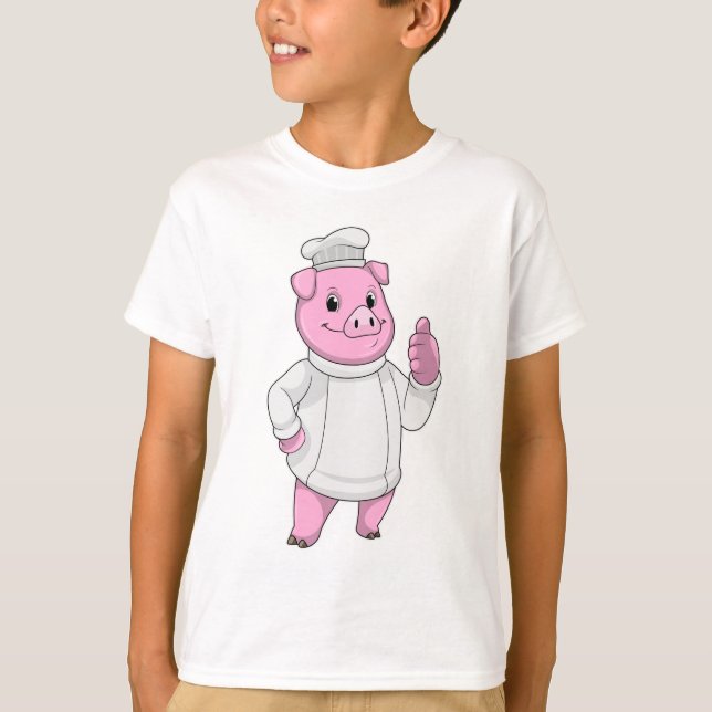 Camiseta Porco como cozinheiro com chapéu de chef (Frente)