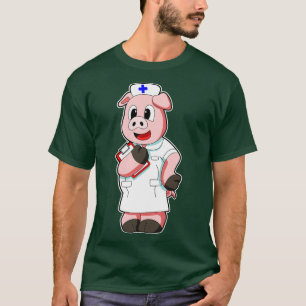 Camiseta Porco como Enfermeira com Fumo