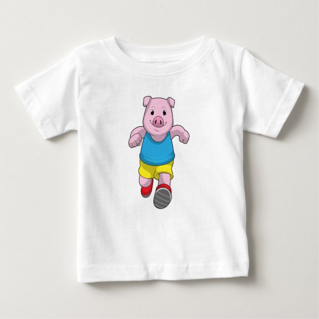 Camiseta Porco como Executante em Execução (Frente)