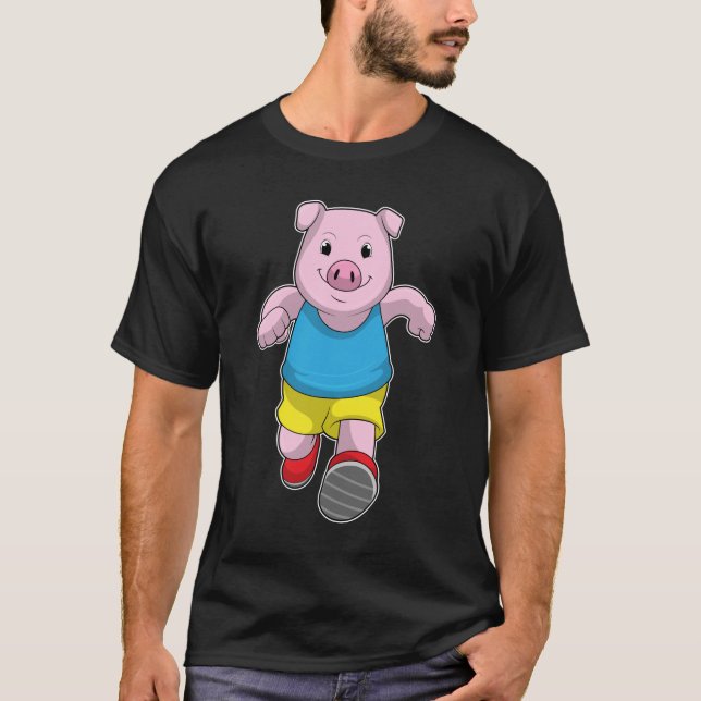 Camiseta Porco como Executante em Execução (Frente)