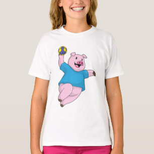 Camiseta Porco como jogador de Andebol com Andebol