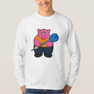 Camiseta Porco como jogador de dardos com dardos
