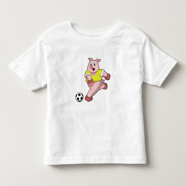 Camiseta Porco como jogador de futebol com futebol (Frente)