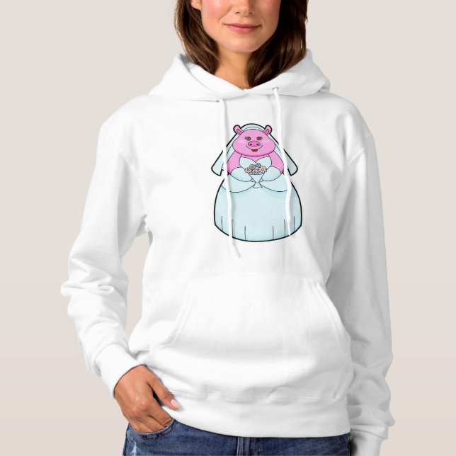 Camiseta Porco como Noiva com Véu (Frente)