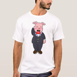 Camiseta Porco como Noivo com Terno e Gravata