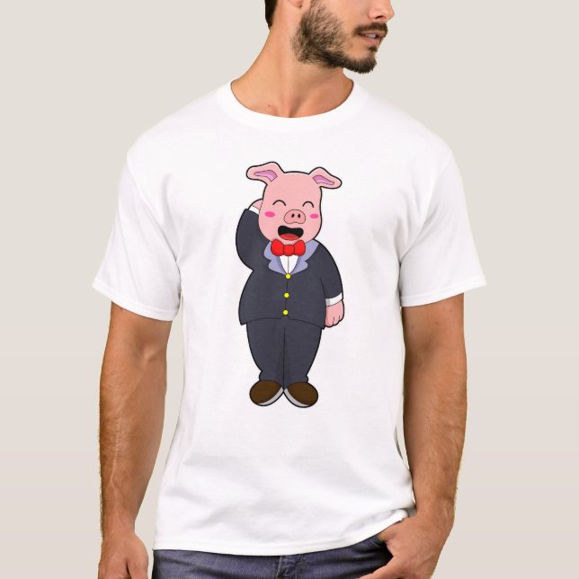 Camiseta Porco como Noivo com Terno e Gravata (Frente)