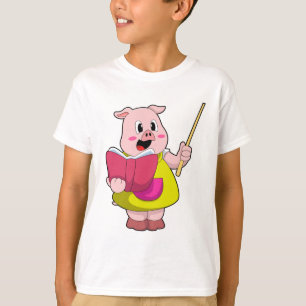 Camiseta Porco como Professor com Livro