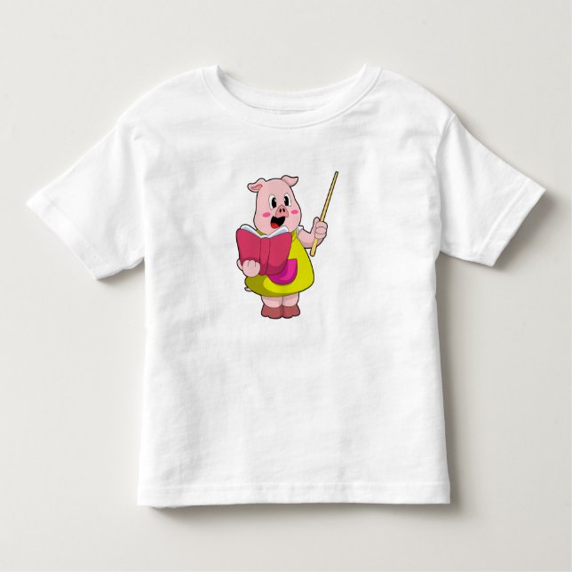 Camiseta Porco como Professor com Livro (Frente)