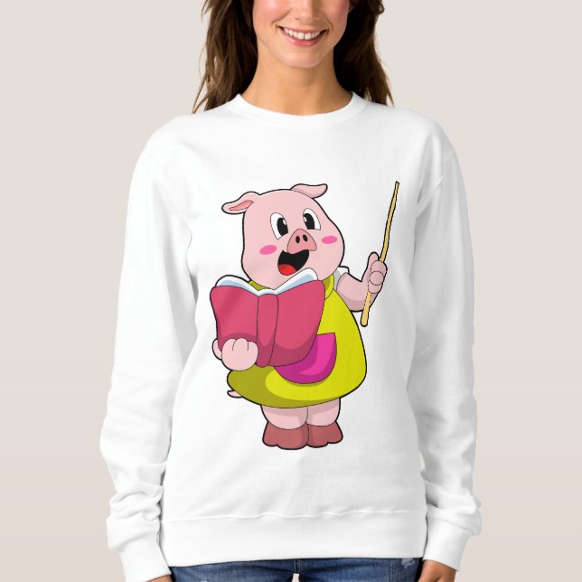 Camiseta Porco como Professor com Livro (Frente)