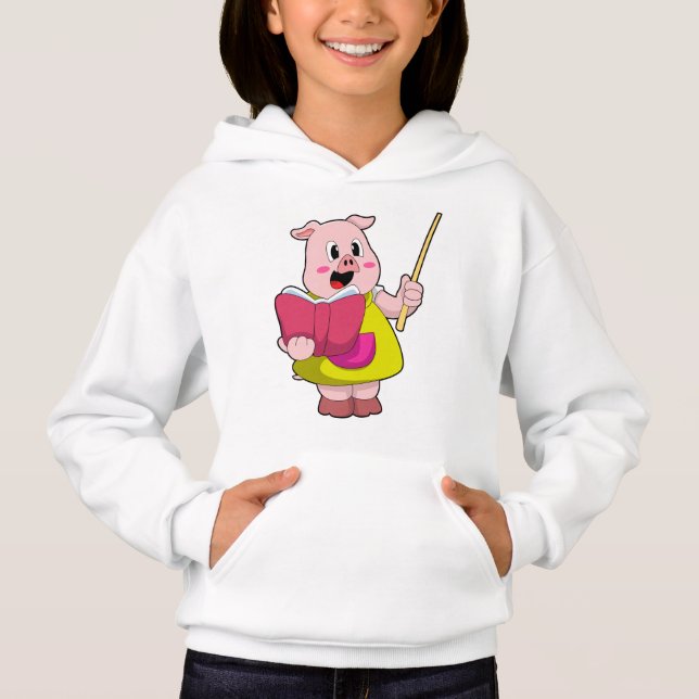 Camiseta Porco como Professor com Livro (Frente)