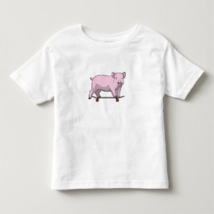 Camiseta Porco como skater com skate