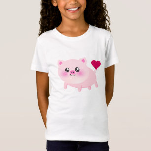 Camiseta Porco cor-de-rosa bonito no preto