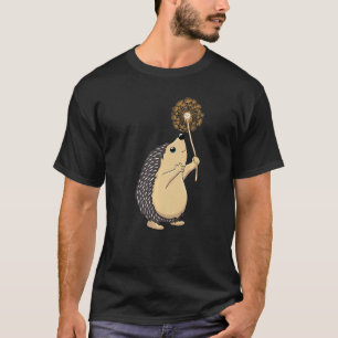 Camiseta Porco-Cortado Segurando Uma Flor Dandelion