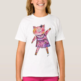 Camiseta Porco de dança branca
