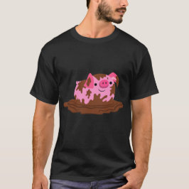 Camiseta Porco de desenho bonito na lama