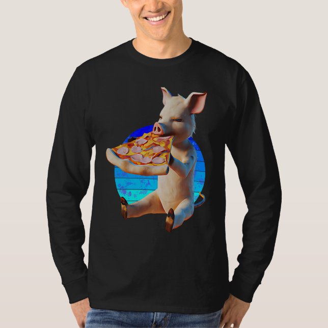 Camiseta Porco de Pizza Engraçado (Frente)