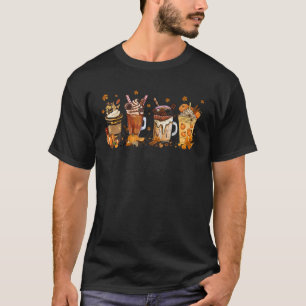 Camiseta Porco De Pumpkin Retro Queda De Café Dia das Bruxa