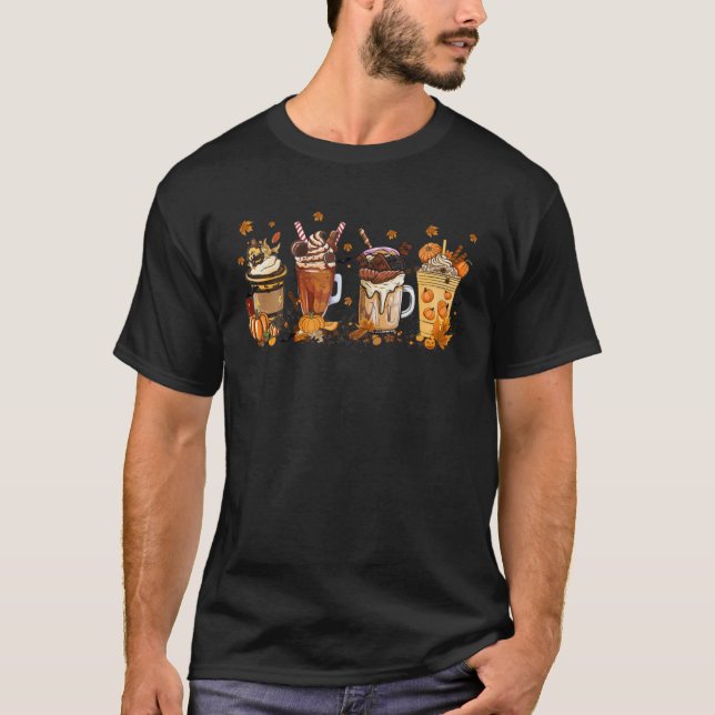 Camiseta Porco De Pumpkin Retro Queda De Café Dia das Bruxa (Frente)