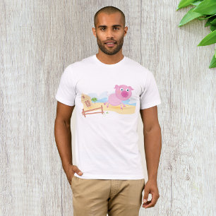 Camiseta Porco Divertido na Fazenda com o Barn e a Cerca