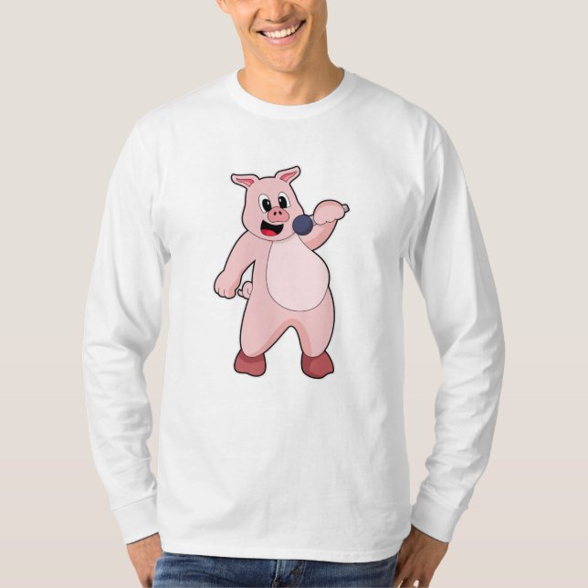 Camiseta Porco em Canto com Microfone (Frente)
