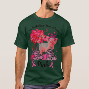 Camiseta Porco Em Outubro Vestimos A Mata De outono Rosa