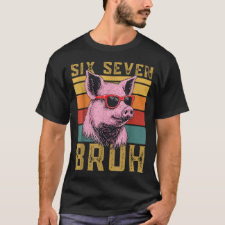 Camiseta Porco Engraçado 67 6 7 Seis Sete Meme Animal